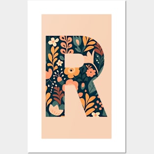 Whimsical Floral Letter R Posters and Art